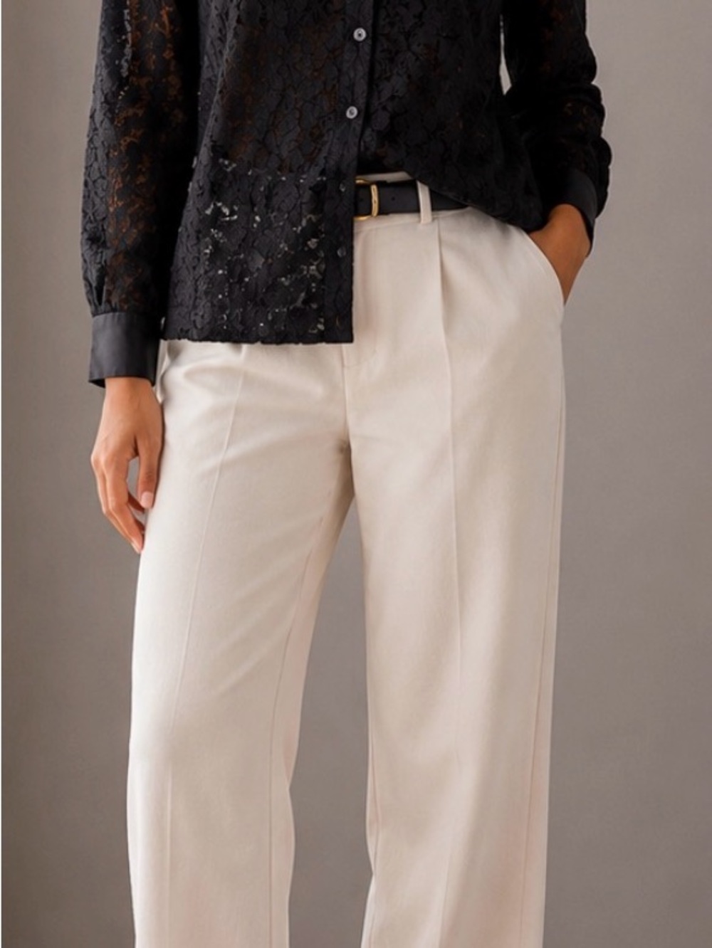 Women's black lace button down top